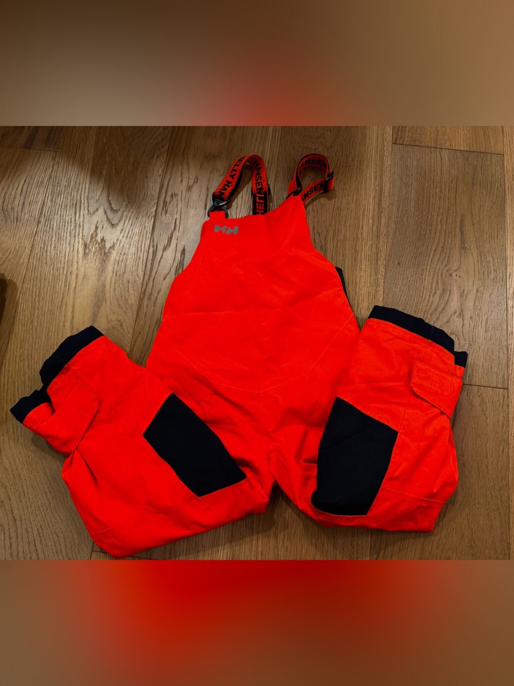 Helly Hansen Bright Orange Kids Ski/Snow Bibs w/ Navy Accents